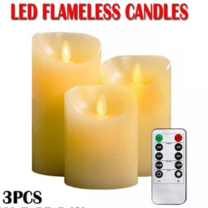 3X Flameless LED Timer Candle WarmWhite Moving Dancing Wick Battery Operated AU - Picture 1 of 13