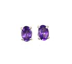 925 Solid Sterling Silver Faceted Purple Amethyst Stud Earring Lot T465