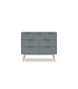 MKRIC, Cómoda para dormitorio modelo Nicolás 4 + 3 cajones acabado verde kaki/ce - Imagen 1 de 4