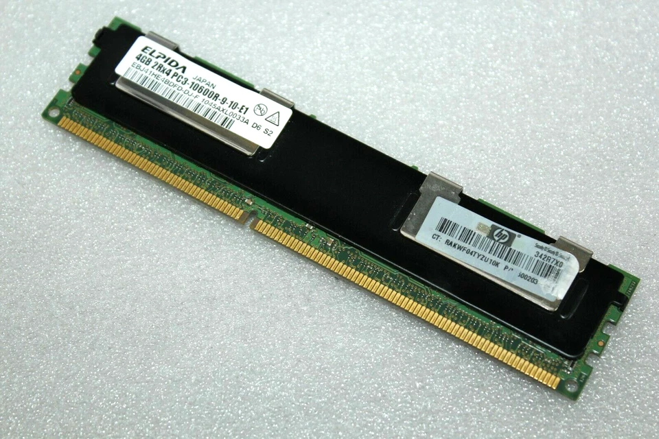 Elpida 4GB 2Rx4 PC3-10600R DDR3 Server Memory Ram ECC EBJ41HE4BDFD-DJ-F - Image 1 of 1