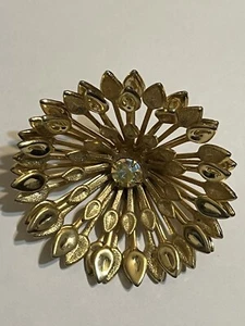 Beautiful Vintage Unsigned AB Rhinestone Flower Floral Brooch - Picture 1 of 4