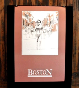 orig. 1983 BOSTON MARATHON POSTER 24x16 *Bill Rodgers Artwork* - Picture 1 of 4