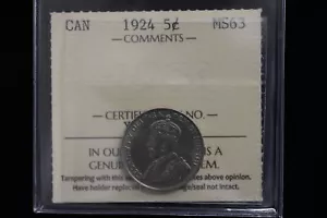 1924 Canada. 5 Cents. ICCS Graded MS-63 (XEK 054) - Bild 1 von 3
