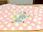Taggies Baby Crib Blanket Pink White Polka Dot 30x40 bunny rabbit lovey RARE EUC
