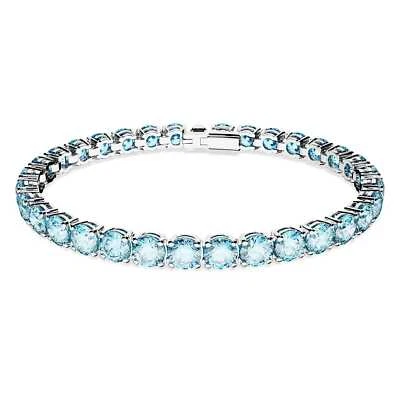 Pulsera Tenis Swarovski Matrix Corte Redondo, Azul, Chapado en Rodio, Mediana 5648928 Foto 1 de 4