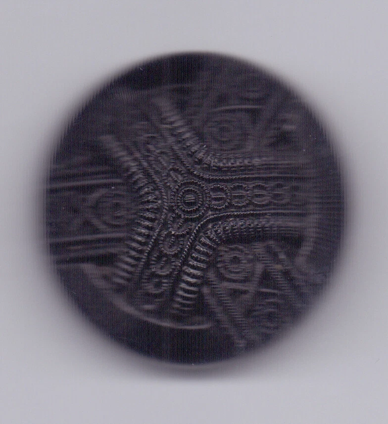 Large Victorian glass button - black with brocade pattern - Image 1 of 1