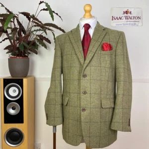 FULLY BESPOKE English Tweed Windowpane Hacking Sport Jacket (44R) Isaac Walton - Picture 1 of 23