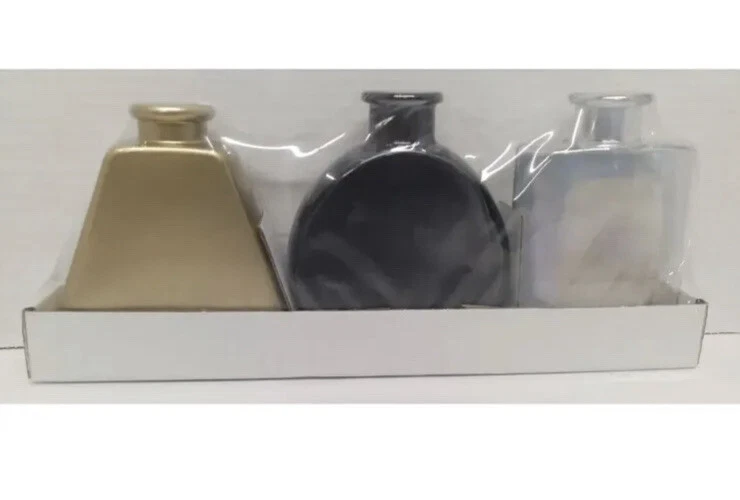 Ankyo 5" Glass Bud Vase Set - Gold Smoke Iridescent (3-Piece Set) 5.5" tall