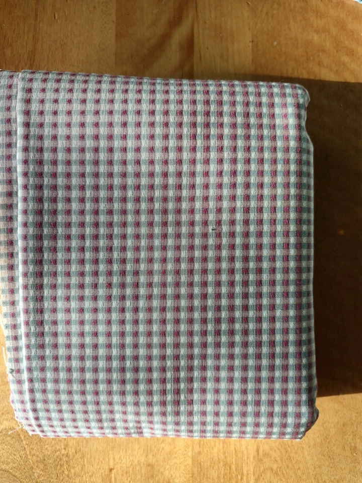 Tan, Sage, Cranberry color checkered Home Decor fabric-57"x 3-3/8yds mid-weight - Image 1 of 1