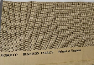 Bennison Morocco Linen Designer Fabric 1.5 Yds Tan, Black - Retired - Picture 1 of 7