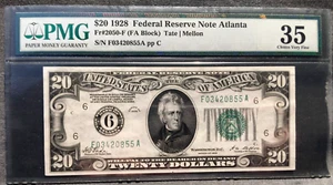 1928 $20 Federal Reserve Note []ATLANTA[]FR 2050-F [] PMG 35 🏆 CHOICE VERY FINE - Picture 1 of 2