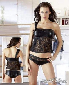 Romantica Suggerimenti Set: Lucido Top & Mutandine Nero - Foto 1 di 2