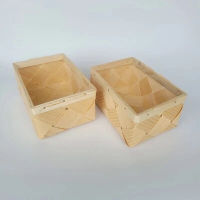 Wooden Basket, Set of 2, Handmade from pine shavings - Image 1 of 4