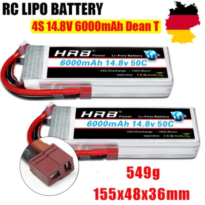 2x HRB 14,8V 6000mAh LiPo Akku 4S 50C Deans T für RC VXL Drohne LKW TR RV Auto - Bild 1 von 4