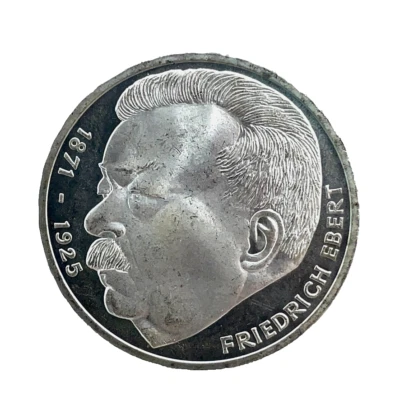 1975 J GERMANY  5 MARK Friedrich Ebert 0.625 SILVER COIN KM#141 - Image 1 of 4