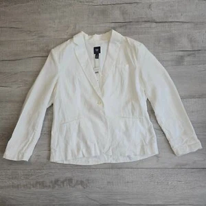 Gap Linen Blazer/Coat Sz 18 White WMNS One Button Notch Collar Long Sleeve Work - Picture 1 of 6