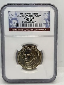 2007 P $1 FIRST PRESIDENT GEORGE WASHINGTON NGC MS66 #546 - Picture 1 of 4