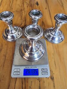 4 X Sterling Silver Candle Stick Holders .925