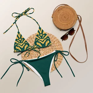 Tropical Pineapple String Bikini, Adjustable Tie-Side Swimwear, UPF 50+ - Picture 1 of 31