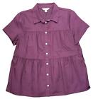 Time and Tru Womens and Women Plus Button Front Peplum Top