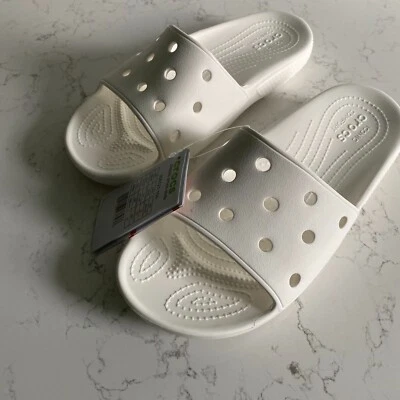 Sandalias de verano Crocs clásicas blancas deslizables talla 8 totalmente nuevas Foto 1 de 4