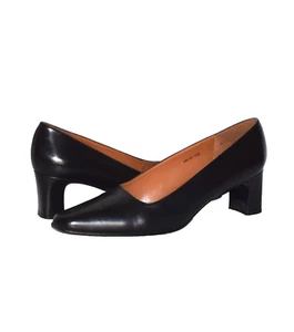 LAUREN RALPH LAUREN Leather Black Pointed Toe Heels Size 8.5B - Picture 1 of 8