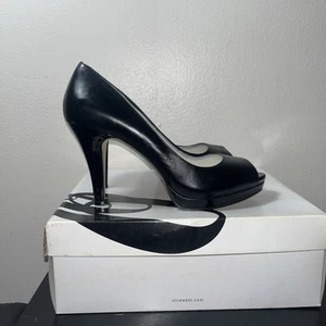 Nine West Women’s Sz 8 M Black High Heels Peep Toe Pumps - Picture 1 of 13