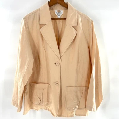Talbots Irish Linen Blazer 16 16W 16WP Petite Jacket Cream White Beige Coastal - Image 1 of 4