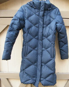 North Face Goose Down Puffer Coat Parka Women's Navy Small P Hooded - Picture 1 of 8