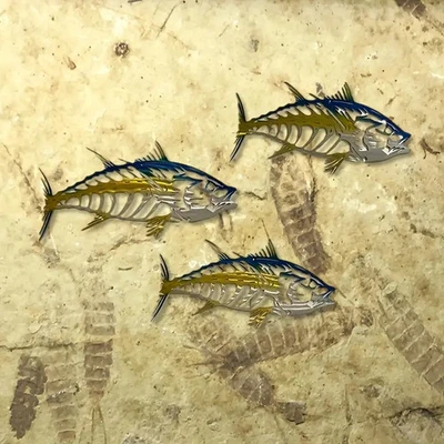 CONJUNTO de 3 Escultura de Pared de Atún de Metal Decoración de Pared Deportiva Peces Atún Metal Decoración del Hogar Foto 1 de 3
