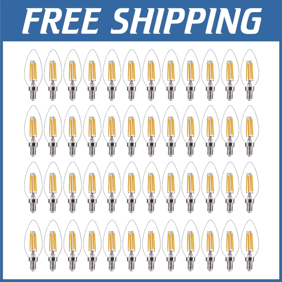 48 Pack Dimmable LED Candelabra Bulbs - 2700K Soft White - Image 1 of 4