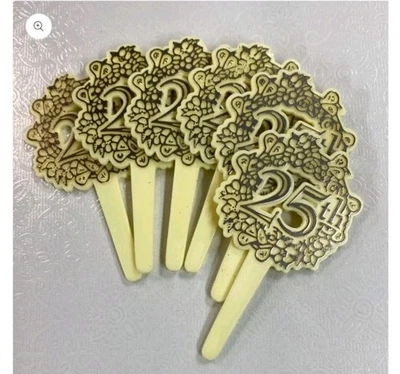 TOPPER PASTEL 25 Aniversario Cuocake Cake Picks Plateado Foto 1 de 4