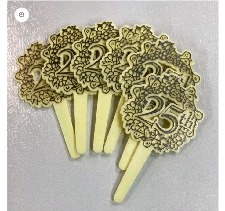 TOPPER PASTEL 25 Aniversario Cuocake Cake Picks Plateado Foto 1 de 4