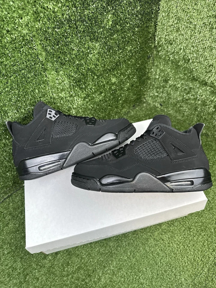 Size 5.5 (GS) - Jordan 4 Retro 2020 Low Black Cat - Image 1 of 4