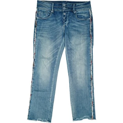 BLUE MONKEY 38 L28 Jeans Hose Blau Damen super Stretch Straight mid Streifen W30 - Bild 1 von 4