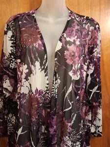 North Style Kimono Topper Cardigan Coverup Vacation Beach Cruise Resort Sz PL - Picture 1 of 4