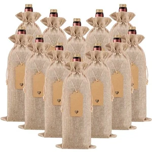 24Pcs Premium Burlap Wine Bags and 12Pcs Gift Tags, Reusable Wine Gift Bags w... - Picture 1 of 7