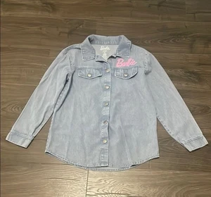 Barbie Denim & Pink Button Down Shirt Jacket Mattel 2023, Girls Size XL - Picture 1 of 7