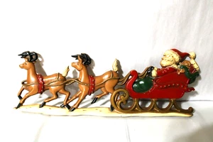 De Colección Homco Navidad Santa Trineo Reno Pared Colgante Placa Metal ¡Bonito! - Imagen 1 de 14
