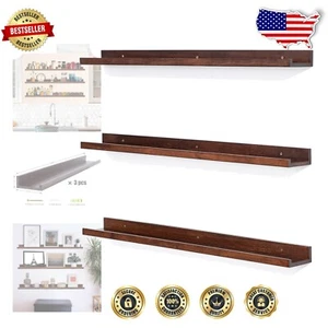 Lightweight 3-Piece Floating Shelf Set - 36-Inch Walnut Ledge for Home Decor - Picture 1 of 9