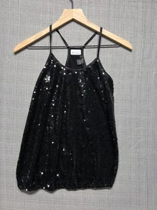 Forever 21 women's top black sleeveless sequence Size M - Picture 1 of 8