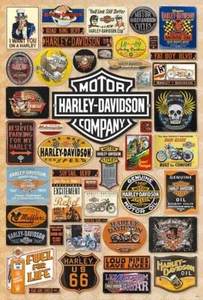 HARLEY DAVIDSON MOTORCYCLES "COLLAGE OF HISTORIC METAL SIGNS" PAPER POSTER v.1 - Picture 1 of 1