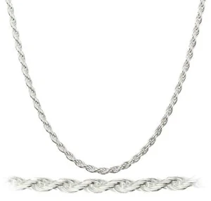 Collar CADENA CUERDA CORTE DIAMANTE ITALIANO PLATA DE LEY 925 2 MM Italia - Imagen 1 de 6