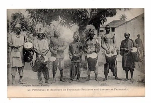 FARANAH, GUNIEA, AFRICA, DANCERS & MUSICIANS WITH THEIR INSTRUMENTS, used 1906 - Picture 1 of 2
