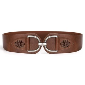 Vintage Women Stretchy Wide Belt Chunky Buckle Elastic Wide Waist Belts for D... - Picture 1 of 6