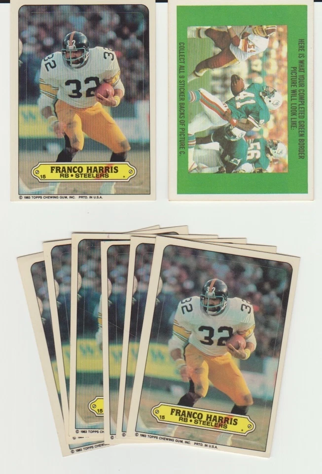Franco Harris 1983 Topps Sticker Inserts #15, Pittsburgh Steelers, Hall of Fame - Image 1 of 1