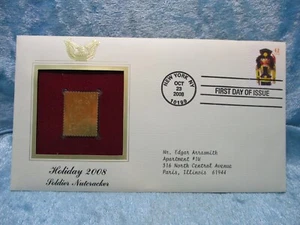 Holiday 2008 Soldier Nutcracker with Gold Plated Stamp First Day of Issue - Picture 1 of 1