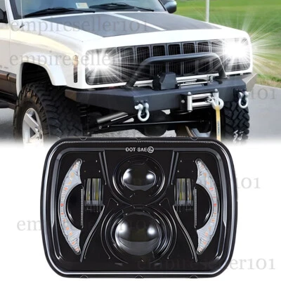 NEW 7x6 5X7" LED Headlight Halo DRL For 86-95 Jeep Wrangler YJ 84-01 Cherokee XJ - Image 1 of 4
