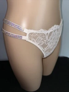 Victoria Secret Very Sexy￼Rhinestone Double Strap Thong String Size SMALL # 366 - Picture 1 of 5