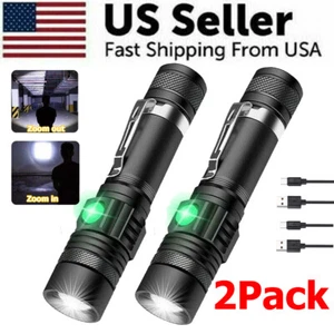 2PACK 99000000 LM Super Bright LED Tactical Flashlight Rechargeable Work Light - Picture 1 of 10